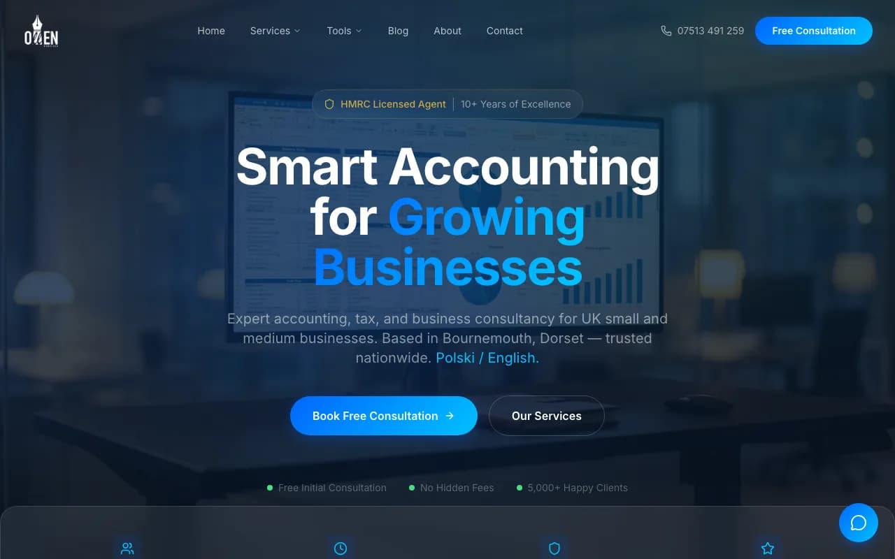 Ollen Services website built by Pixel Pulse