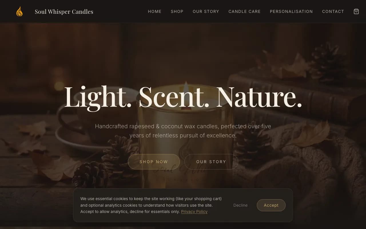 Soul Whisper Candles website by Pixel Pulse